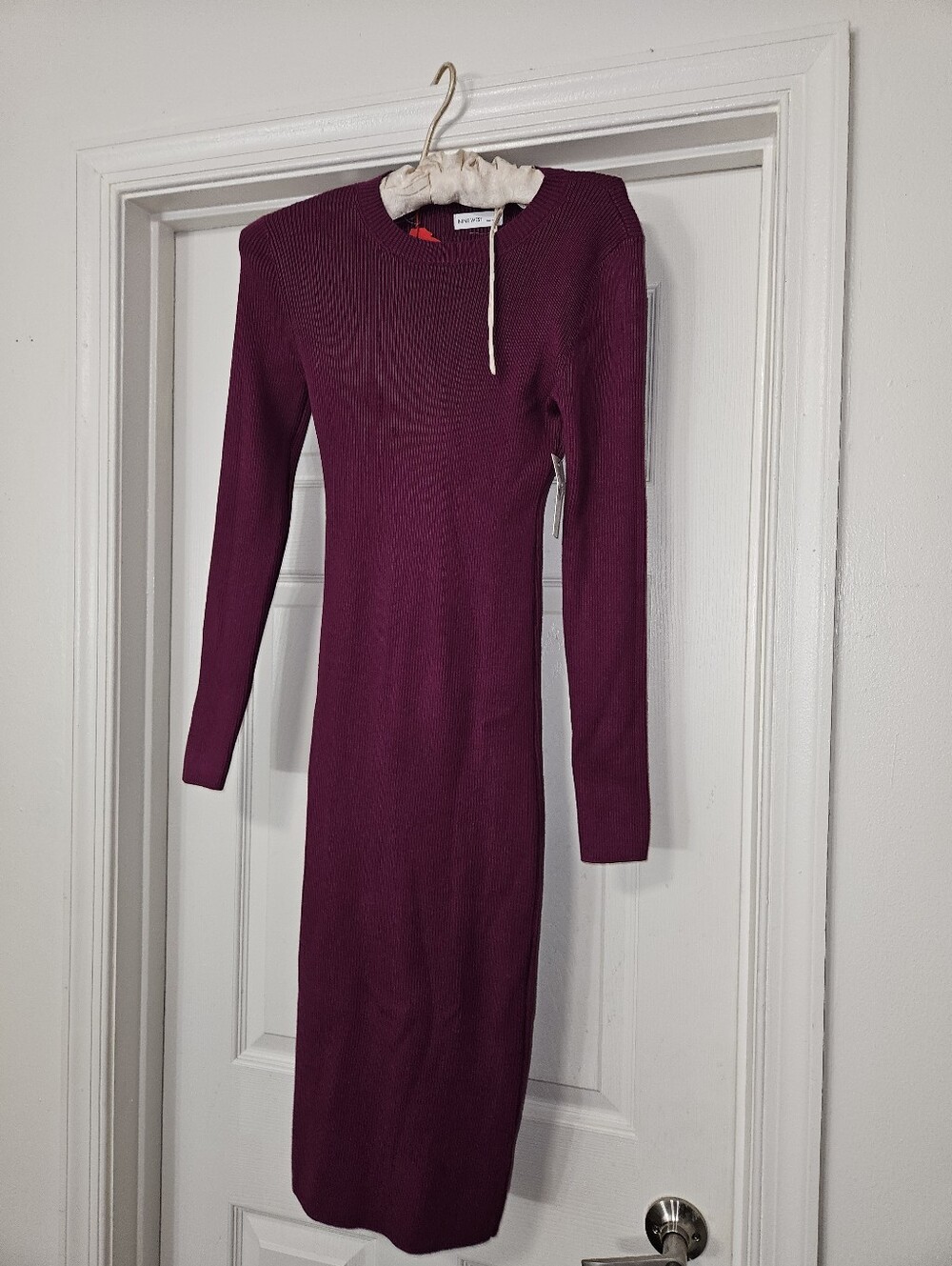 Nine Wesy Crew Nwck Long Sleeves Ribbed Sweater Dress